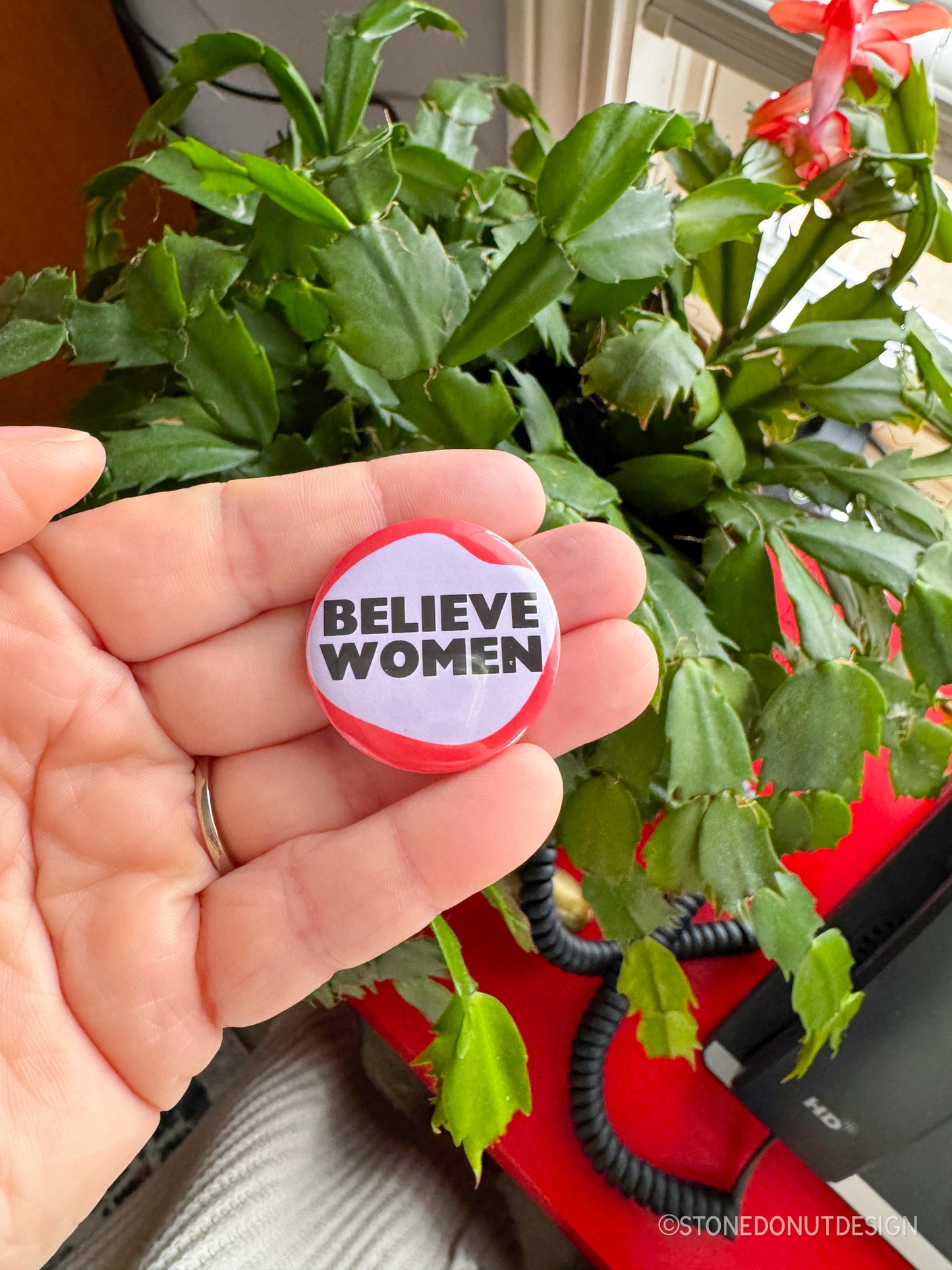 Believe Women Pinback Button Badge