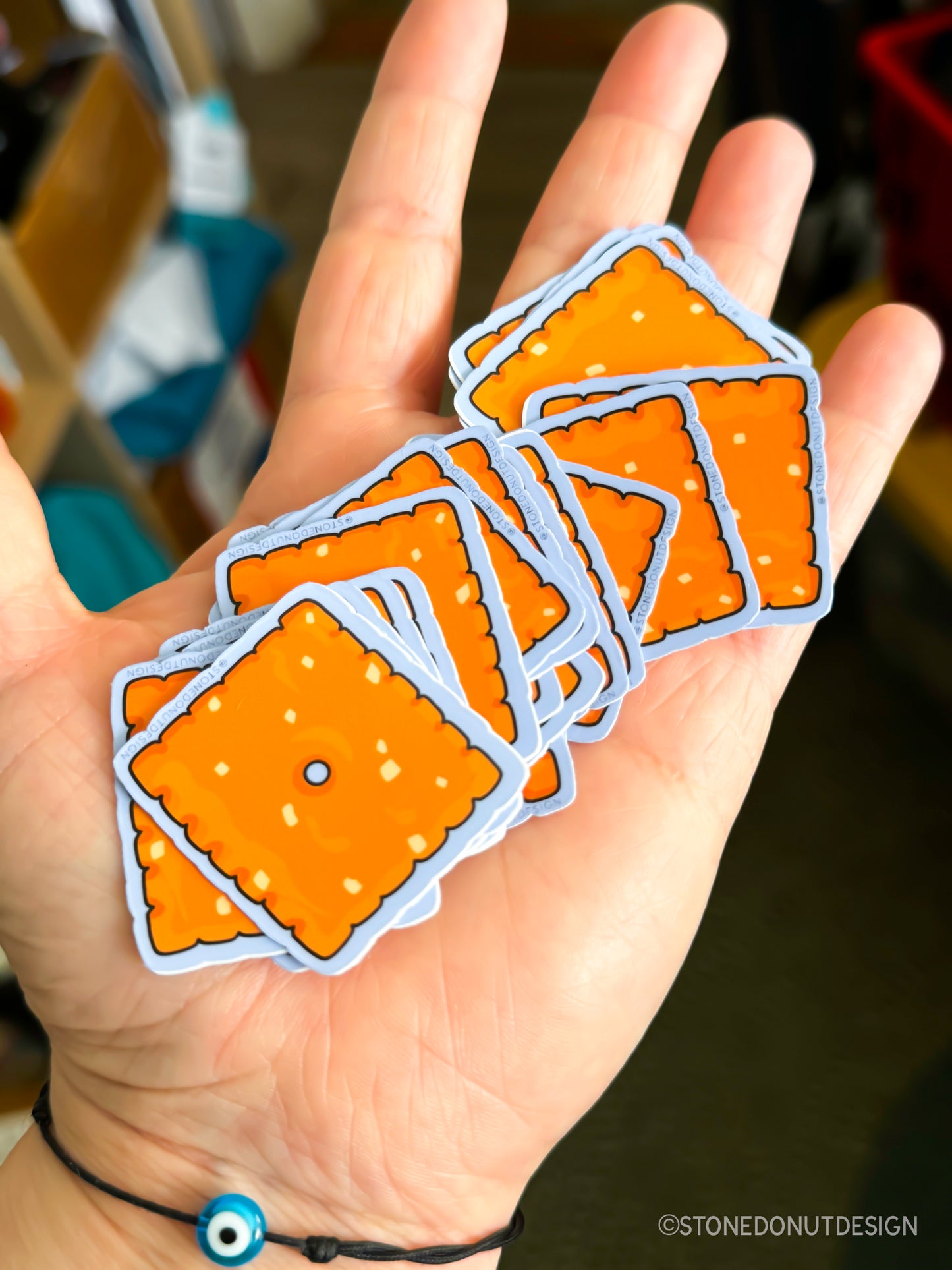 Cheezy Snack Cracker Vinyl Sticker