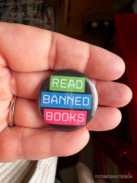 Read Banned Books Pinback Button Badge