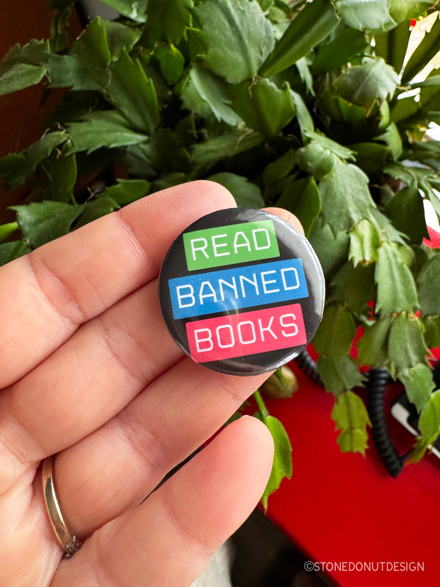 Read Banned Books Pinback Button Badge