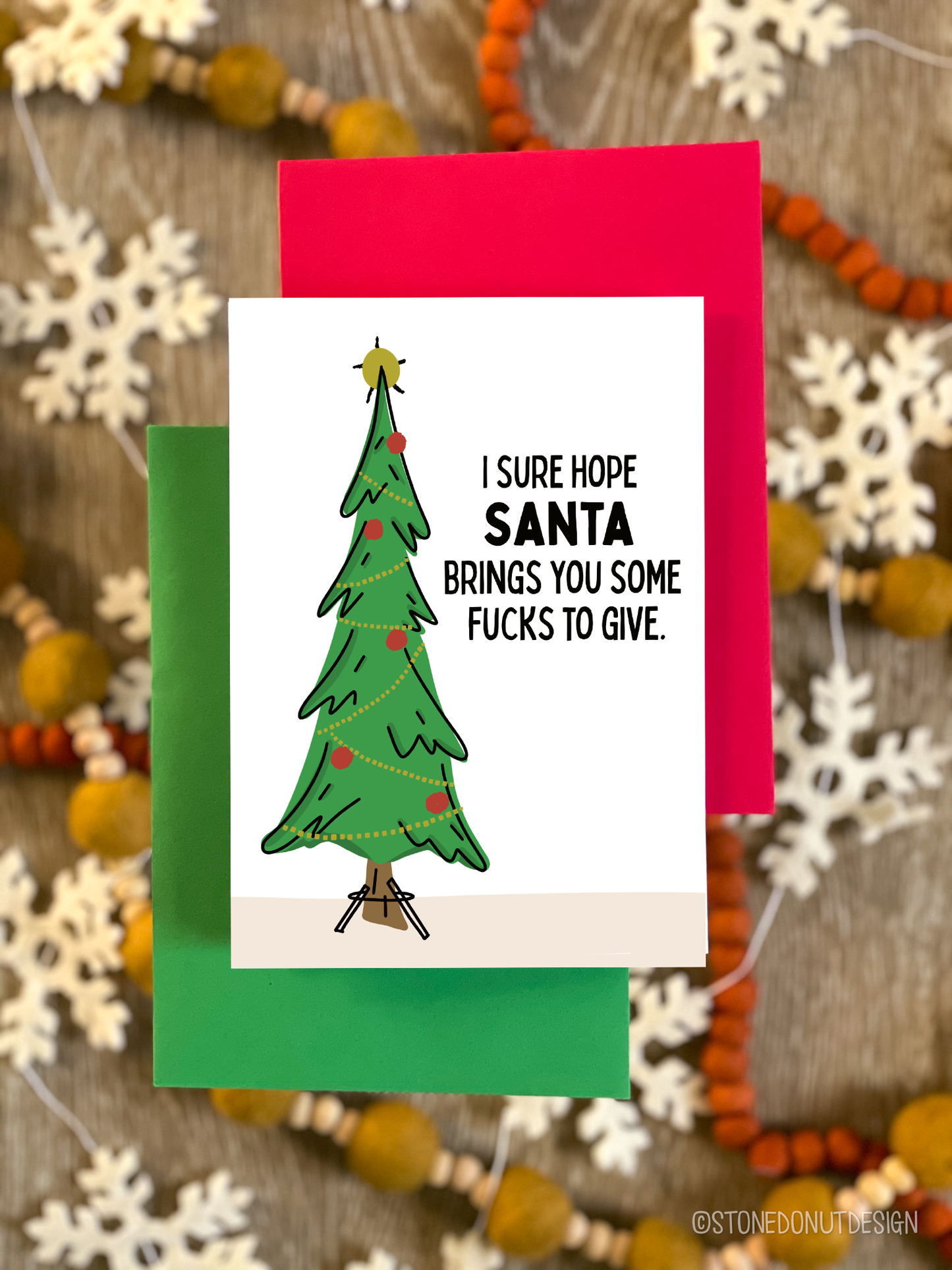 Santa Gives Fucks Christmas Card by StoneDonut Design