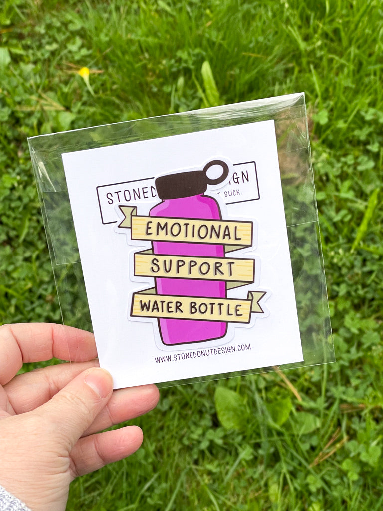 Emotional Support Water Bottle Sticker (Clear) • Vinyl