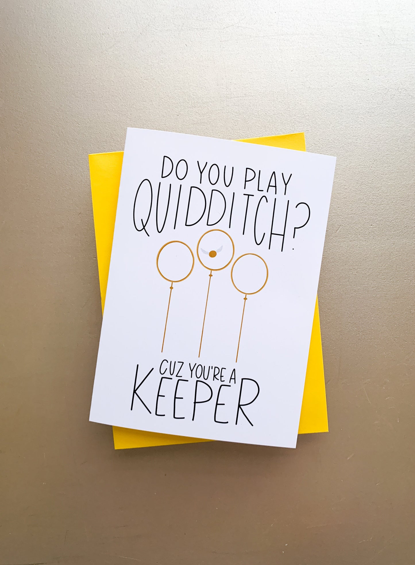 Handmade Harry Potter Quidditch Love Card You're a Keeper by StoneDonut Design